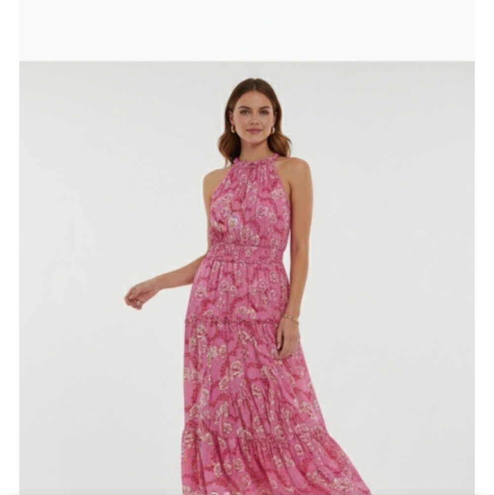 A.L.C. Pink Floral Silk Barbiecore Dress Sz 6 - Picture 13 of 13